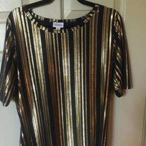 Holiday Styling! LulaRoe elegant 2x Gold and Blue